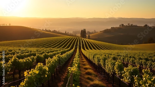 Wallpaper Mural A picturesque vineyard bathed in golden sunlight, portraying tranquility and natural harmony. Torontodigital.ca