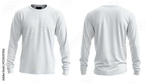 Front and back view of a plain white long-sleeve t-shirt (4)