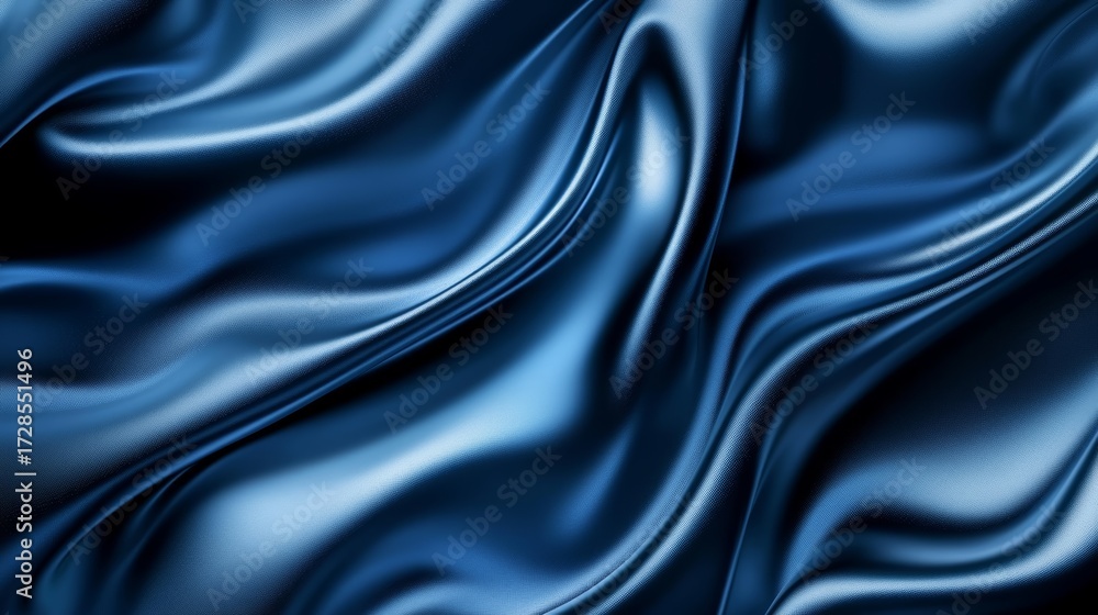 Fototapeta premium three-dimensional abstract blue drapery with rippling contours and luminous edges evoking high-end fashion wallpaper elegance