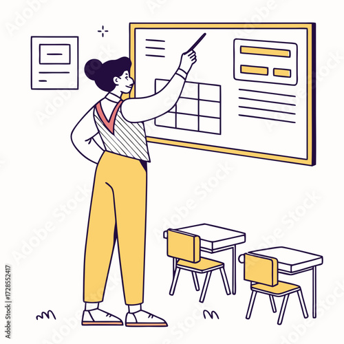 Illustration of a teacher explaining a lesson