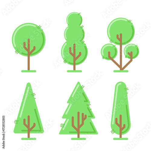 Trees collection in flat free style