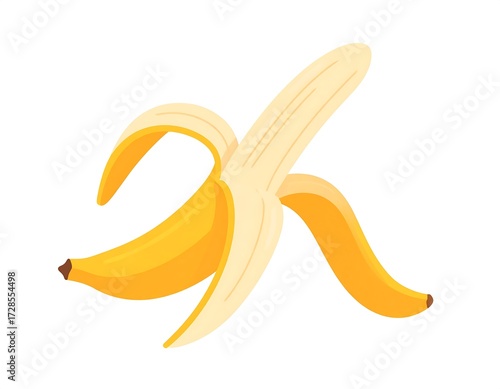 Yellow peeled banana