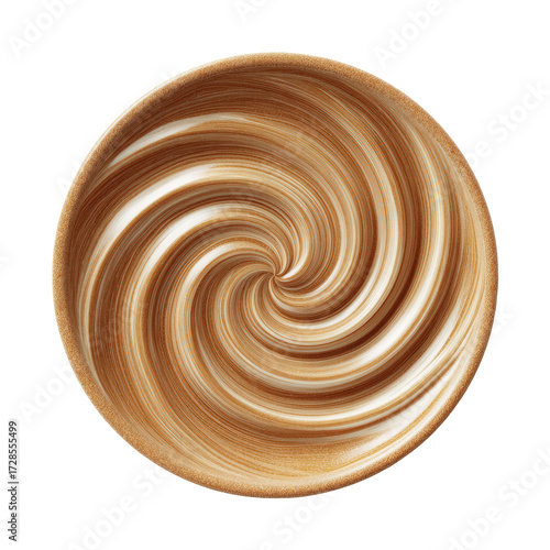 Swirling coffee drink in a circular cup
