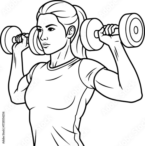 Weightlifting Woman Strong Female Illustration for Fitness, Sport and Training