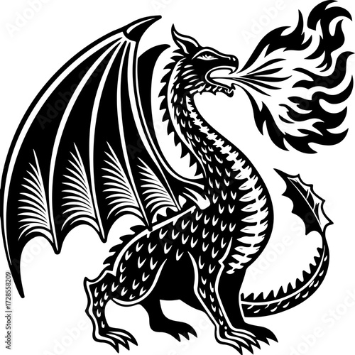 Wallpaper Mural Fierce Fire-Breathing Dragon in Flight Torontodigital.ca