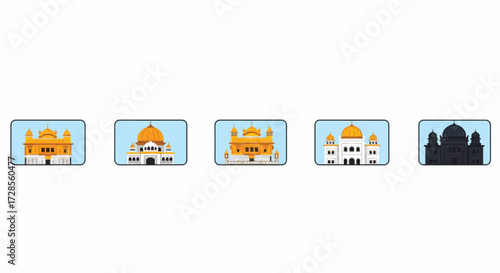 Golden temple stands majestically against the clear sky in Amritsar, India, showcasing its spiritual significance and architectural beauty in a serene atmosphere.