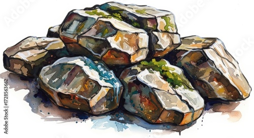 watercolor rock