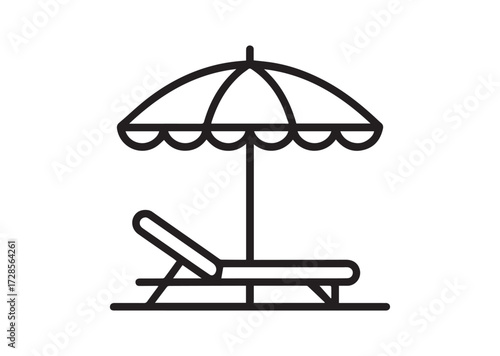 Beach umbrella line art vector