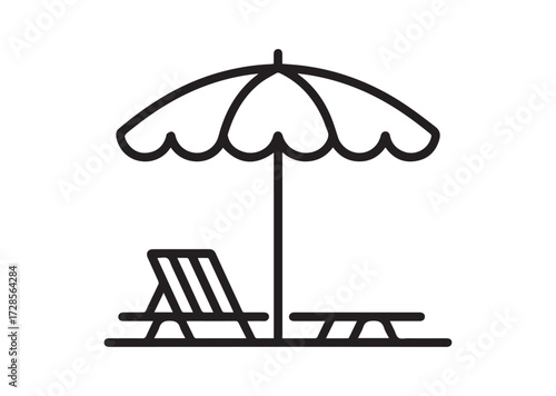 Beach umbrella line art vector