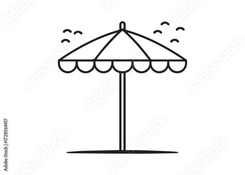 Beach umbrella line art vector
