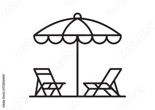 Beach umbrella line art vector
