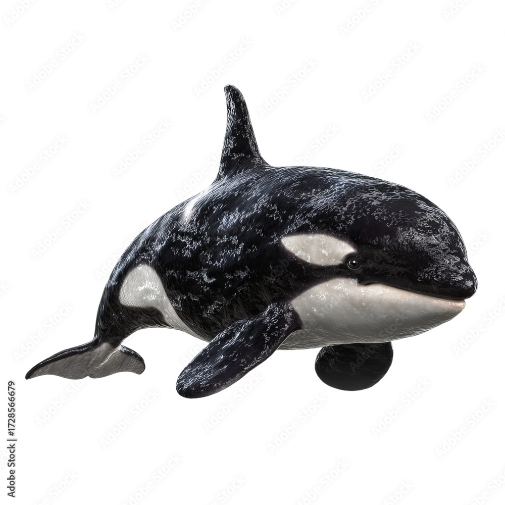 Obraz premium Png of full body shot of an orca isolated on transparent background, displaying its sleek design and powerful physique