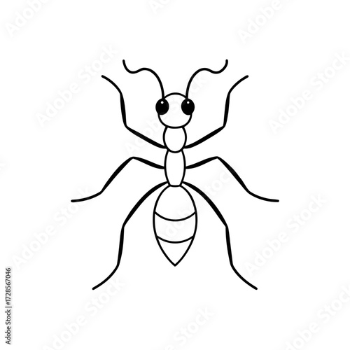 Simple drawing of an ant on transparent background