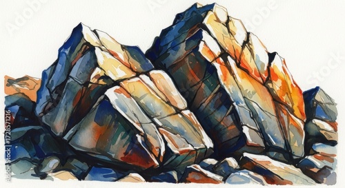 watercolor rock