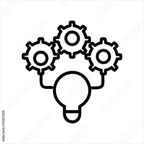 Innovative gears and lightbulb icon symbolizing creative solutions business ideas and teamwork synergy for development and progress