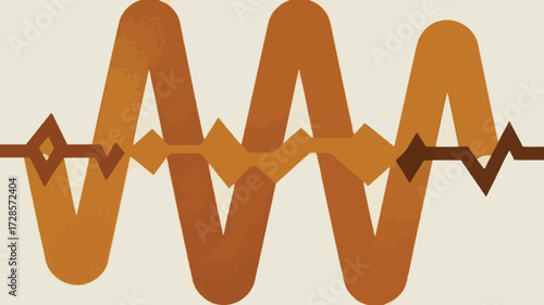 Abstract representation of a sound wave or audio signal with warm orange and brown tones against a neutral background