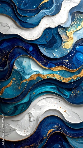 Abstract fluid design with layered colors