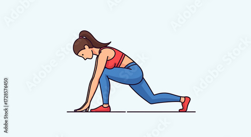 Woman performing a lunge exercise Fitness, flexibility, and healthy living concept