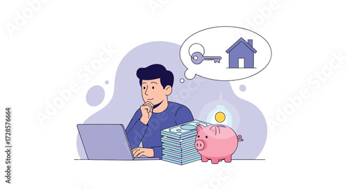 Man saving money for a house.