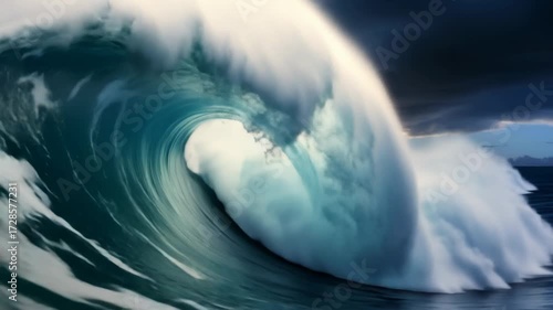 A storm at sea and high waves