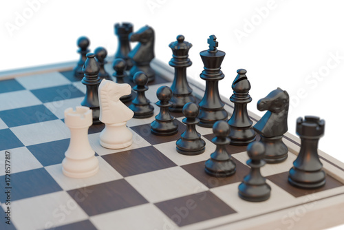 Checkmate Concept with White and Black Chess Pieces