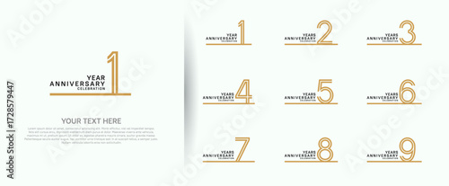 logo anniversary set. brown color with long line on white background for special event