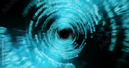 Swirling Blue Light Patterns with Digital Elements