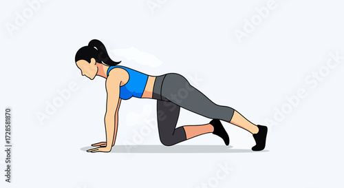Athletic woman doing mountain climber plank exercise for a core strength and fitness workout