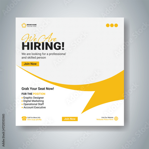 We are hiring job vacancy social media banner or post template