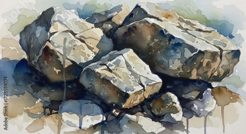 watercolor rock