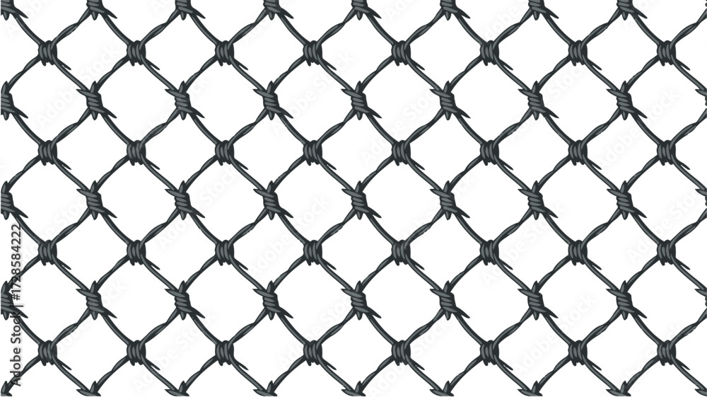 Naklejka premium Barbed Wire flat Vector Illustration for design