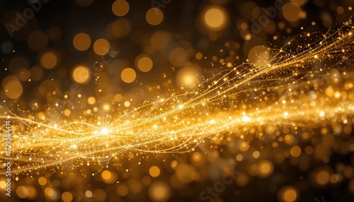 Golden Sparkles Abstract Background: Luxurious Festive Design with Shimmering Lights and Glittering Trails