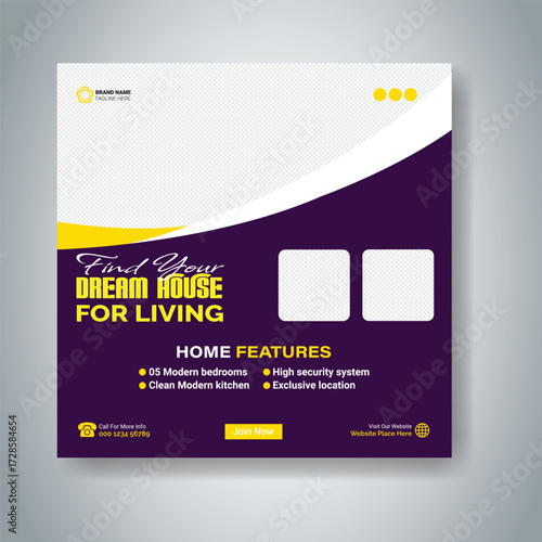 Real estate house property post or social media post banner template
