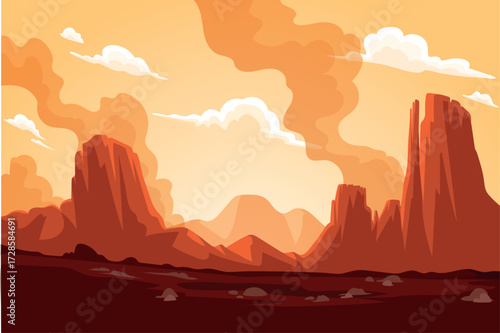 Flat mountained landscape Vector Illustration for design