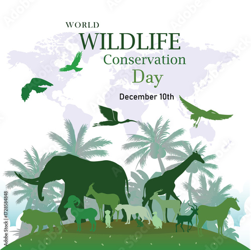 World wild life conservation day flat Vector Illustration for design