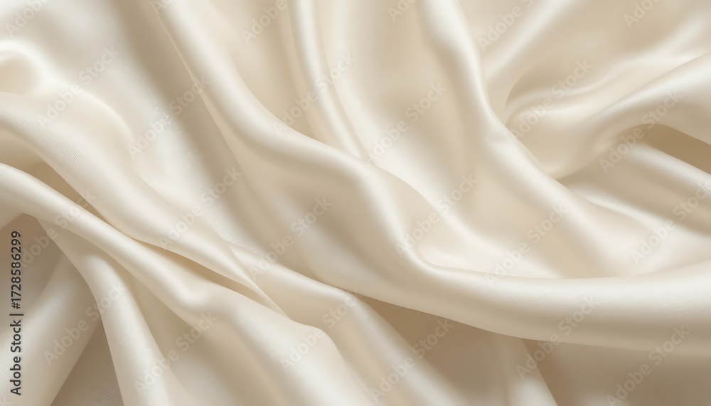 Fototapeta premium Elegant ivory silk fabric with soft folds creating a luxurious background texture