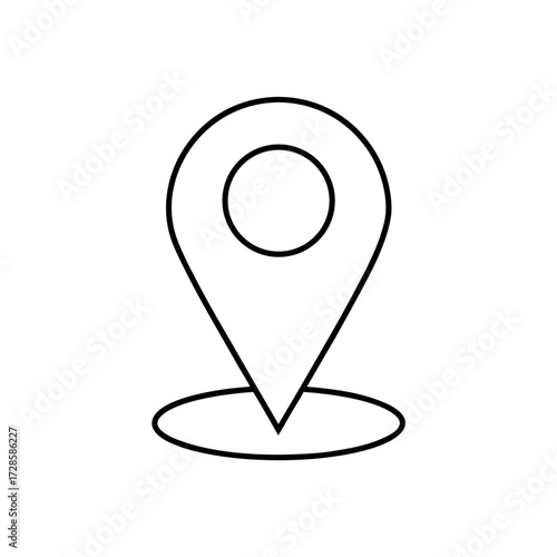 Simple location pin icon on transparent background