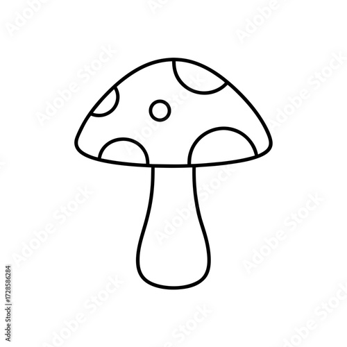 Outline mushroom drawing on transparent background