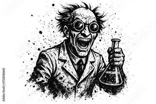 Black and white mad scientist