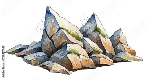 watercolor rock