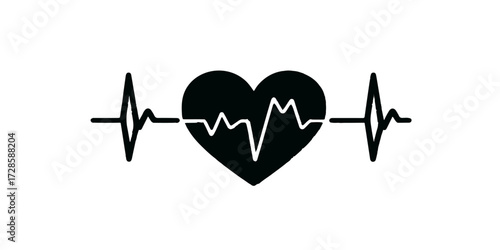 A continuous heartbeat pulse forms a heart symbol on a medical monitor