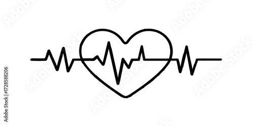 Health cardiogram line showing a healthy heartbeat, life and pulse symbol
