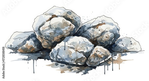 watercolor rock