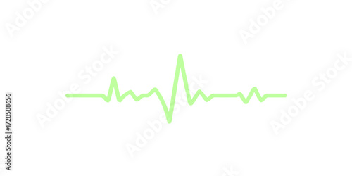 Heartbeat pulse on a green ECG cardiogram monitor graph showing an EKG medical life line wave