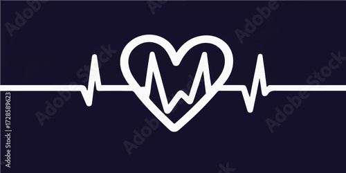 ECG monitor graph showing a healthy heartbeat line forming a heart shape, an illustration of love and life