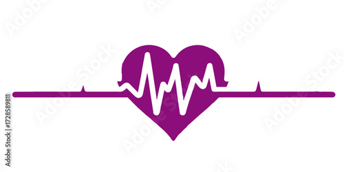 Vector heartbeat cardiogram icon forming a love heart symbol, illustrating the rhythm of a healthy life, care, and medical monitoring