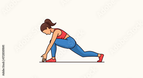 Yoga Pose Woman in Low Lunge Position for Fitness and Flexibility