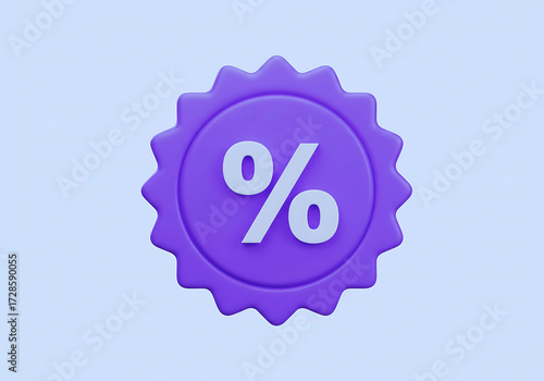 percent tag label 3d blue color