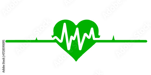 ECG heartbeat pulse line forming a heart symbol, a visual representation of life and love