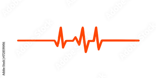 The medical illustration depicts a red, heart-shaped graphic on a blue and green EKG monitor, showing a steady heartbeat and a healthy pulse wave